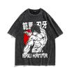 Unisex Anime Baki Haman Tshirts Harajuku Vintage Cotton Washed Tops For Men Hip Hop Streetwear Oversize T-shirt