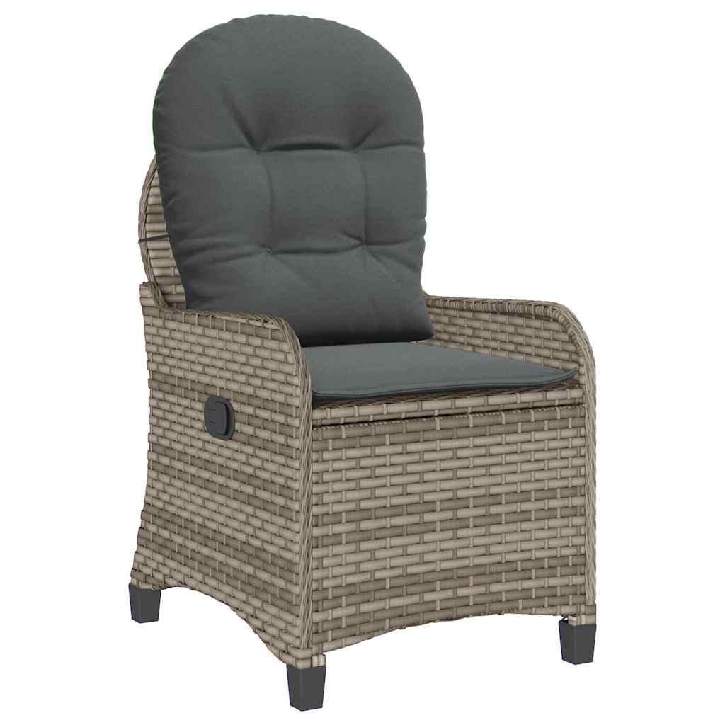 Reclining Chair with Cushion Gray 56 x 66 x 95 cm Poly Rattan