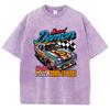 Street Woman Washed T-Shirts Speed Demon Born To Race 99 Winner Print Tee Shirts Comfortable Cotton Oversize Tops Clothes