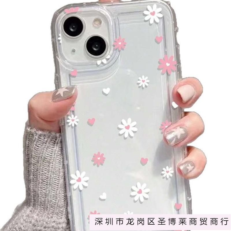 Розовый Белый Цветок Любви Подходит для iPhone 16 Подушка Безопасности 15 Apple 14 Чехол для Мобильного Телефона 13promax Прозрачный 12 Премиум