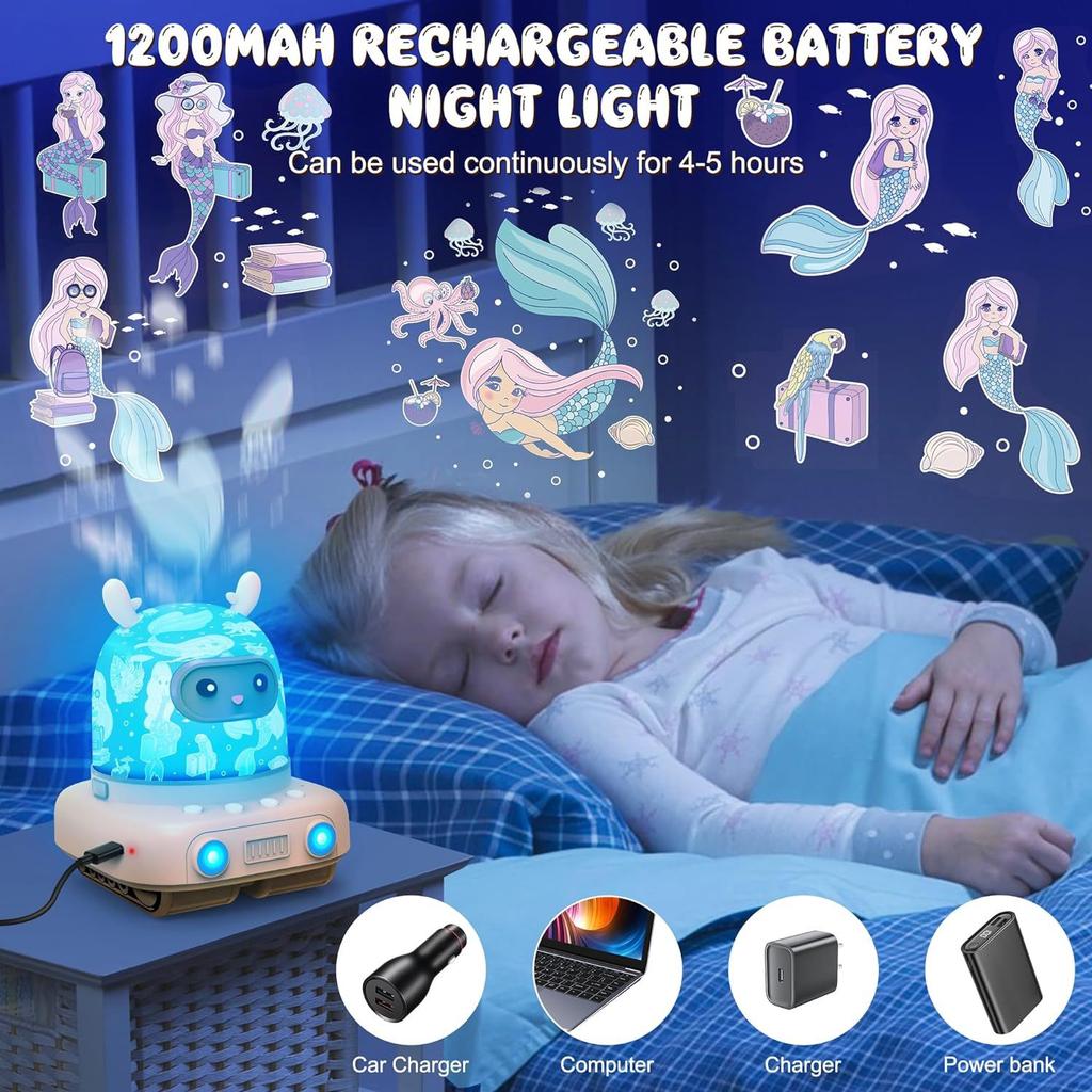 Музыкальный проектор, ночник для детей 3 в 1, милый олень, звезда, проектор, 6 фильмов, динамик, детская комната, декоративная лампа