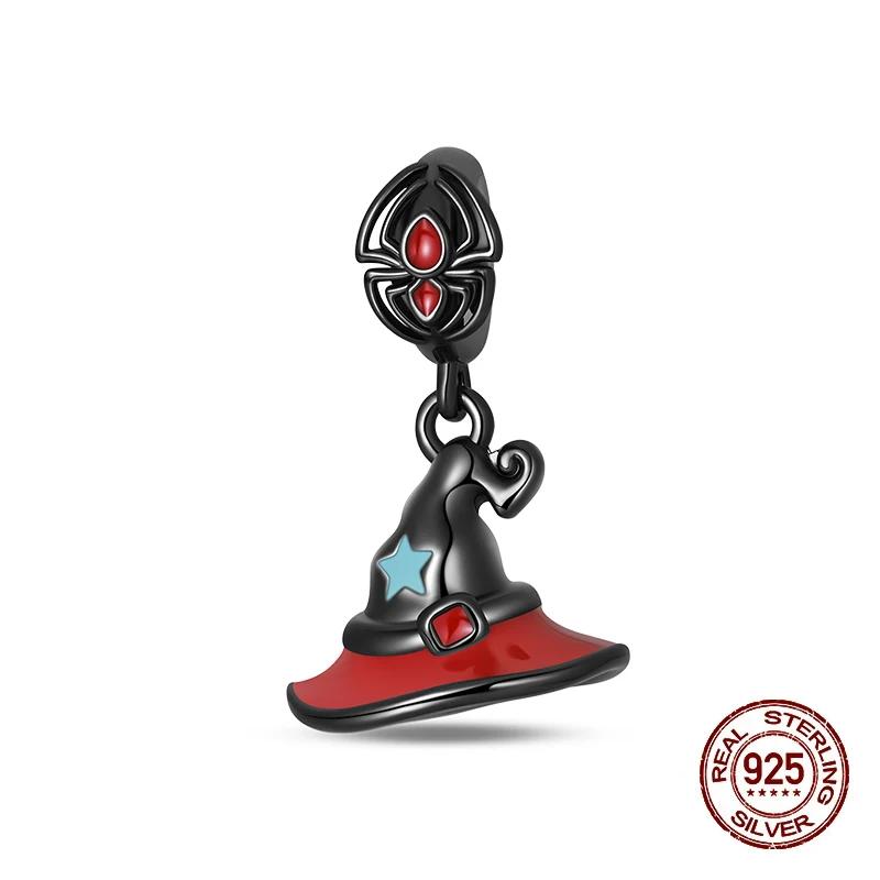 Шармы для Хэллоуинской вечеринки 2025 года из стерлингового серебра 925 пробы, светящаяся тыква, призрак, летучая мышь, бусина, подвеска для браслета, ожерелья, украшение для DIY, подарок для вечеринки