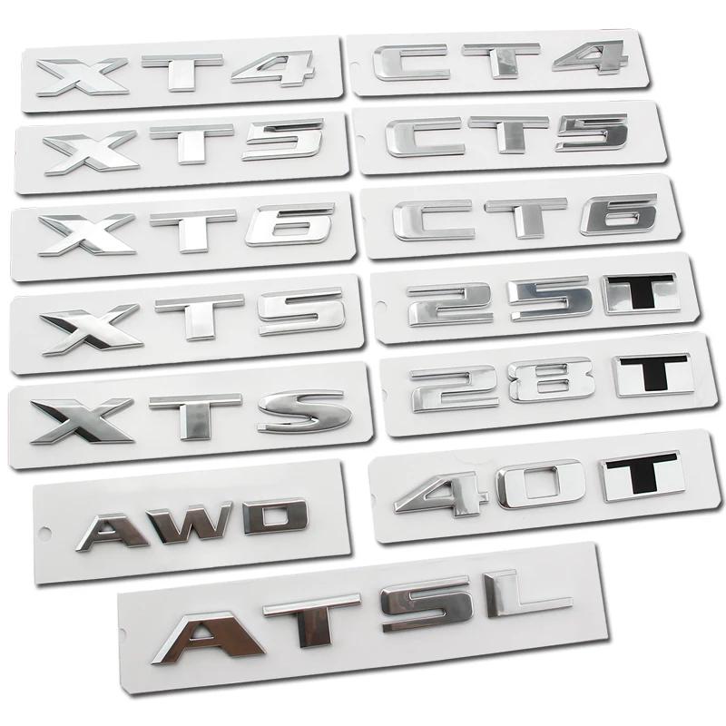 ABS Car Tail Letters Emblem Sticker for Cadillac XT4 XT5 XT6 XTS CT4 CT5 CT6 AWD ATS-L Auto Rear Trunk Badge Exterior Decoration