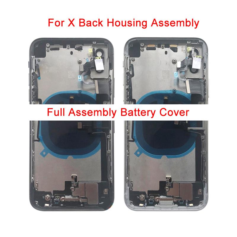 Full Assembly Back Cover For iPhone X XR XS MAX Housing Battery Rear Door Middle Chassis Frame with Flex Cable Spare Parts