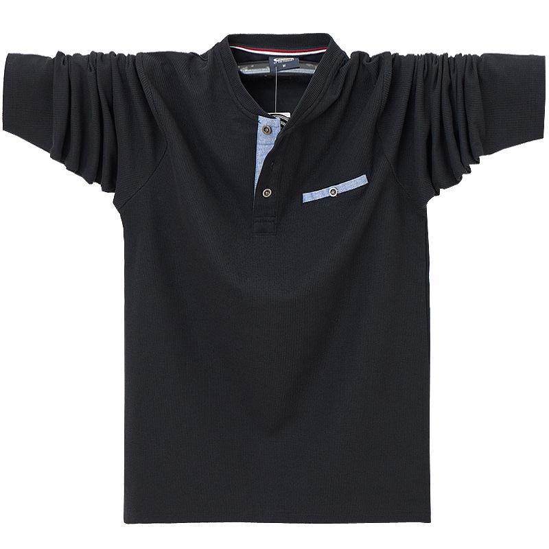 Трендовая корейская мужская хлопковая футболка с длинным рукавом больших размеров для весны/осени