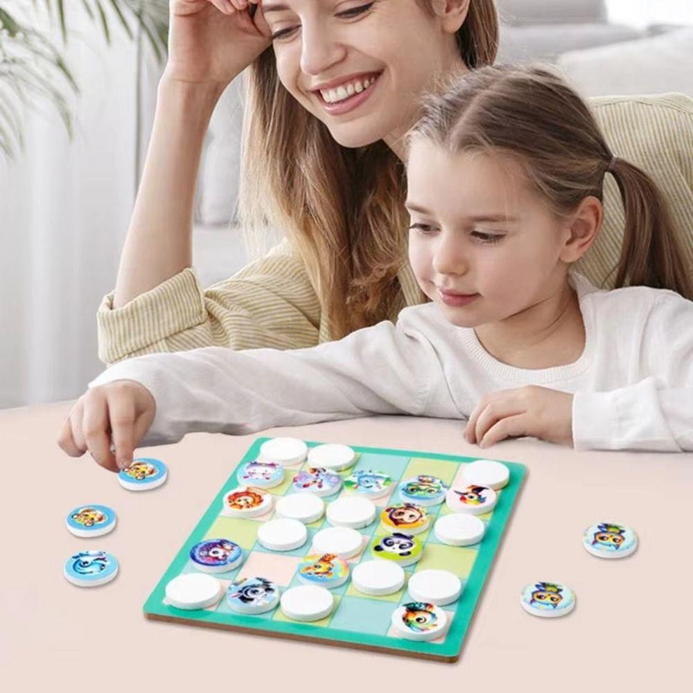Flip Tic-Tac-Toe Table Game Tictactoe Animal Matching Board Game Parent-Child Interaction