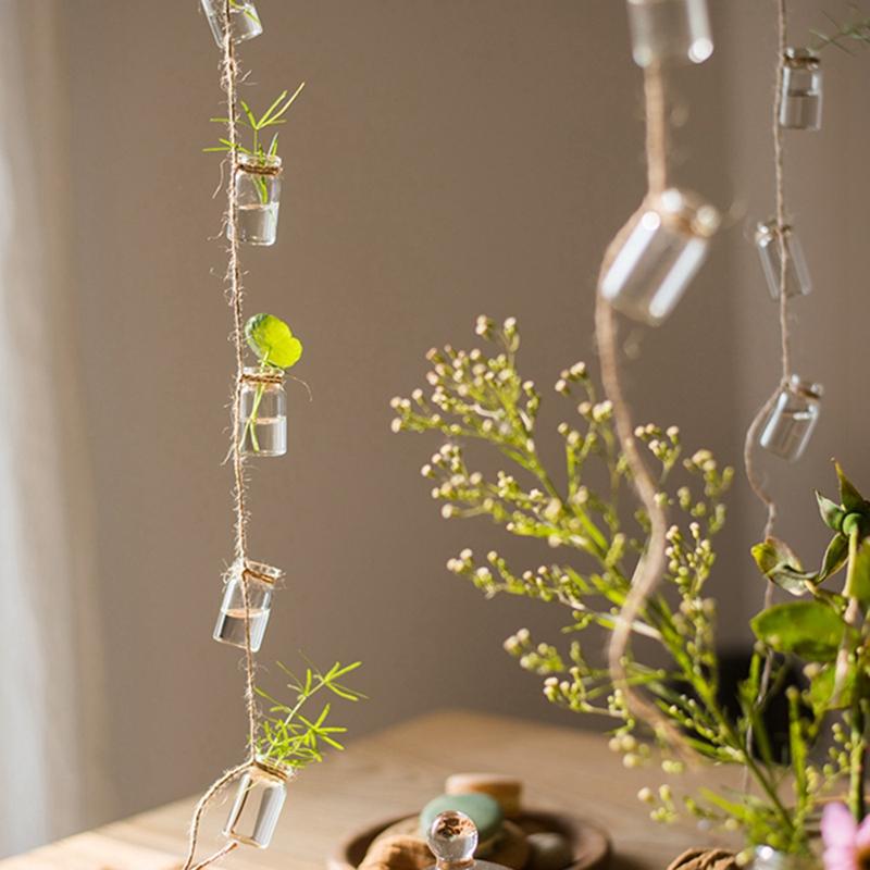 Декор в стиле «музыка ветра», стеклянная ваза, подвесная ваза на нитях с бутылкой, желеобразная стеклянная бутылка, подвеска для украшения на нитях