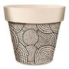 [R6631] - Black Beige 'Boho' Bamboo Plant Pot - 17x15 Cm (mosaic Circles)