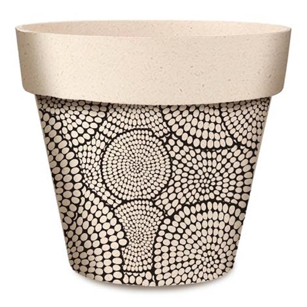 Les Trésors De Lily [R6631] - Black Beige 'Boho' Bamboo Plant Pot - 17x15 Cm (mosaic Circles)