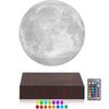 Vnemofey Floating Moon Lamp, Floating Moon LED Light, 3D Printed Magnetic Floating Moon, Rotating Table Lamp with Touch Base, Floating & Rotating In
