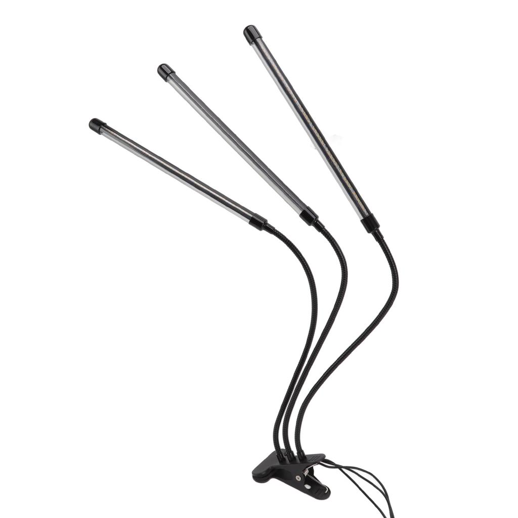 3-головочный светильник для растений с зажимом, полный спектр, красный, белый, теплый свет, 10 уровней регулировки яркости, USB-светодиод для выращивания растений