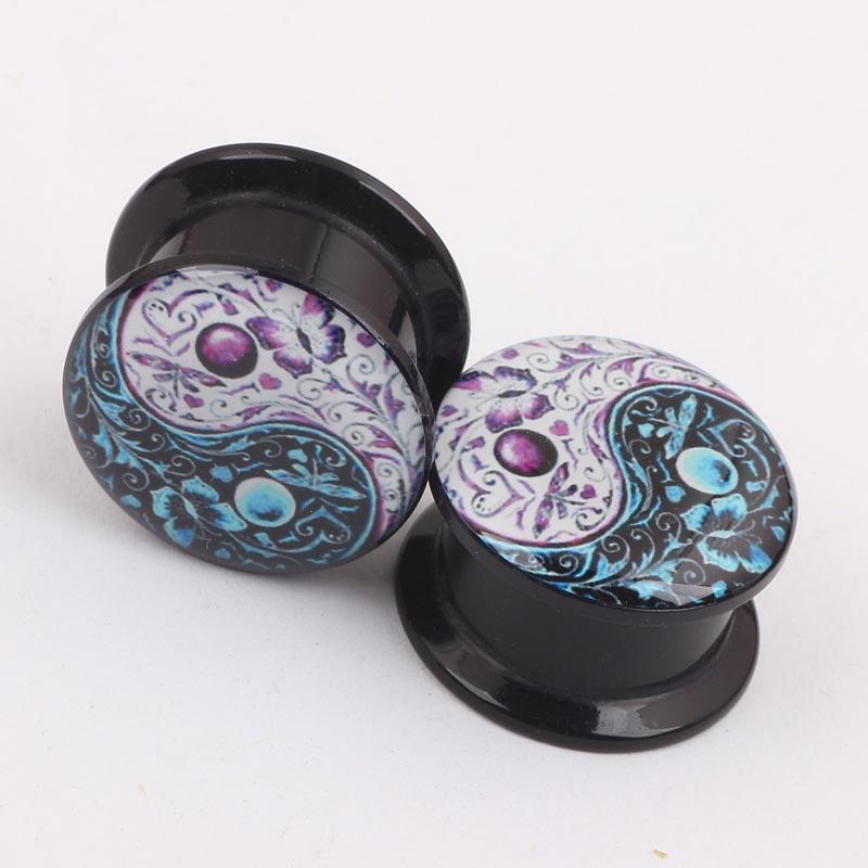 Модные черные ушные манометры, 1 пара беруш, винт для пирсинга, конические серьги с двойной расклешенной ухой, унисекс, акрил