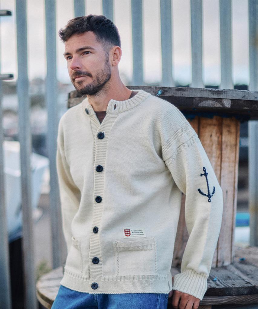 Guernsey Woollens Fisherman Whole Garment Cardigan - Aran