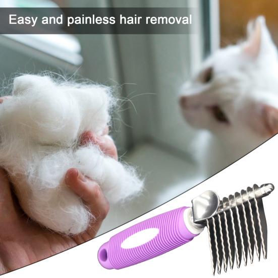 Расческа для удаления матов с меха для собак, кошек, безболезненное удаление из нержавеющей стали, нескользящая ручка, выпадение