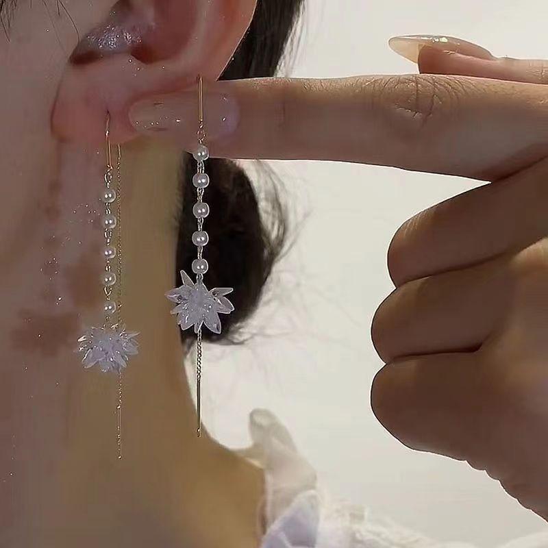 Позолоченные серьги-капли с кисточками из хрустальных листьев для женщин, блестящие серьги-подвески с цветком из циркония, свадебные украшения, подарок Y2k