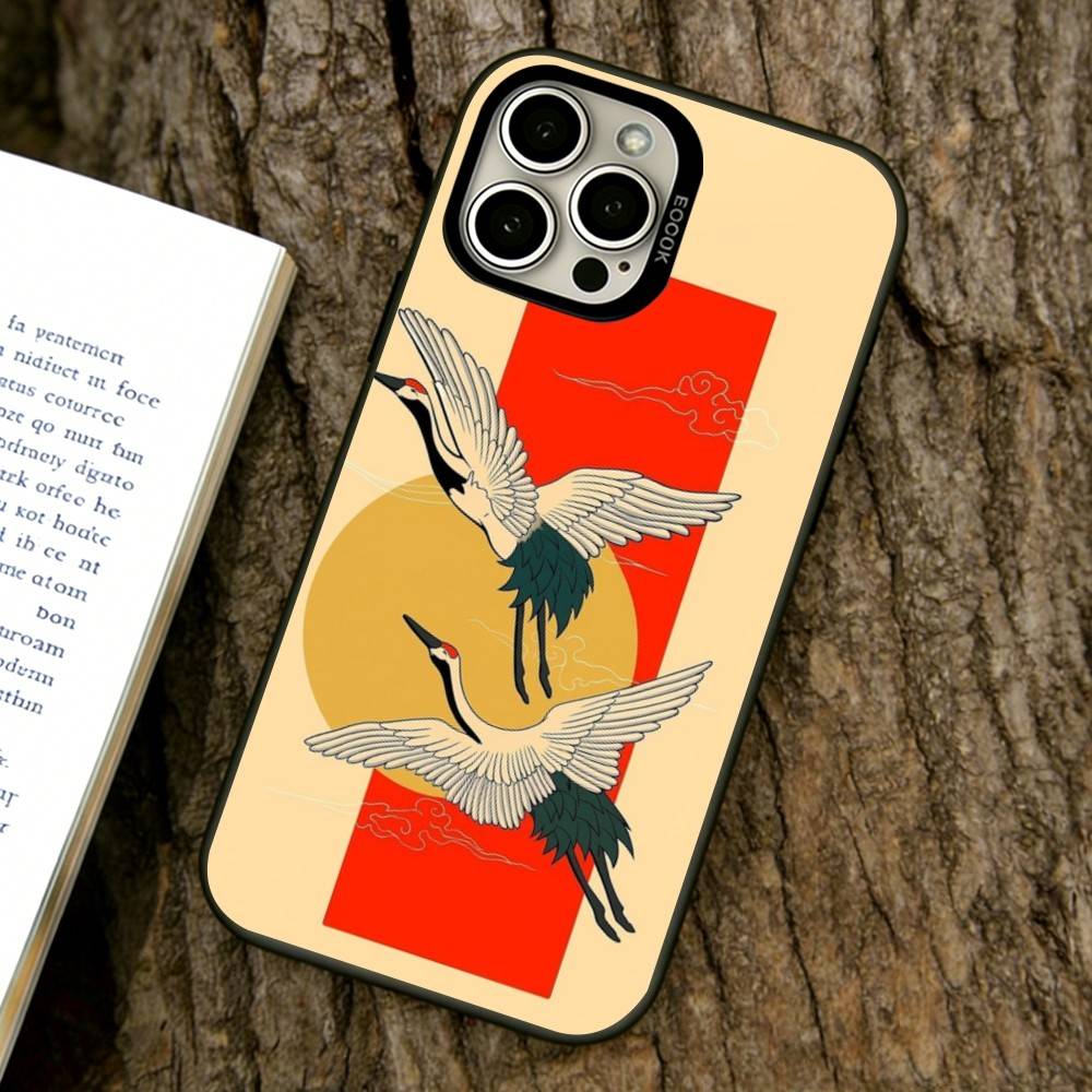 Чехол для телефона с журавлем для iPhone 17,16,15,14,13,12,11 Plus,Pro Max,XS,Разноцветный Серебристый Черный Чехол
