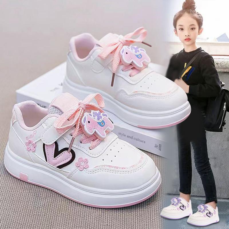 Girls Spring Thin White Sneakers Lightweight Soft Sole Slip Resistant Casual Shoes for Big Kids