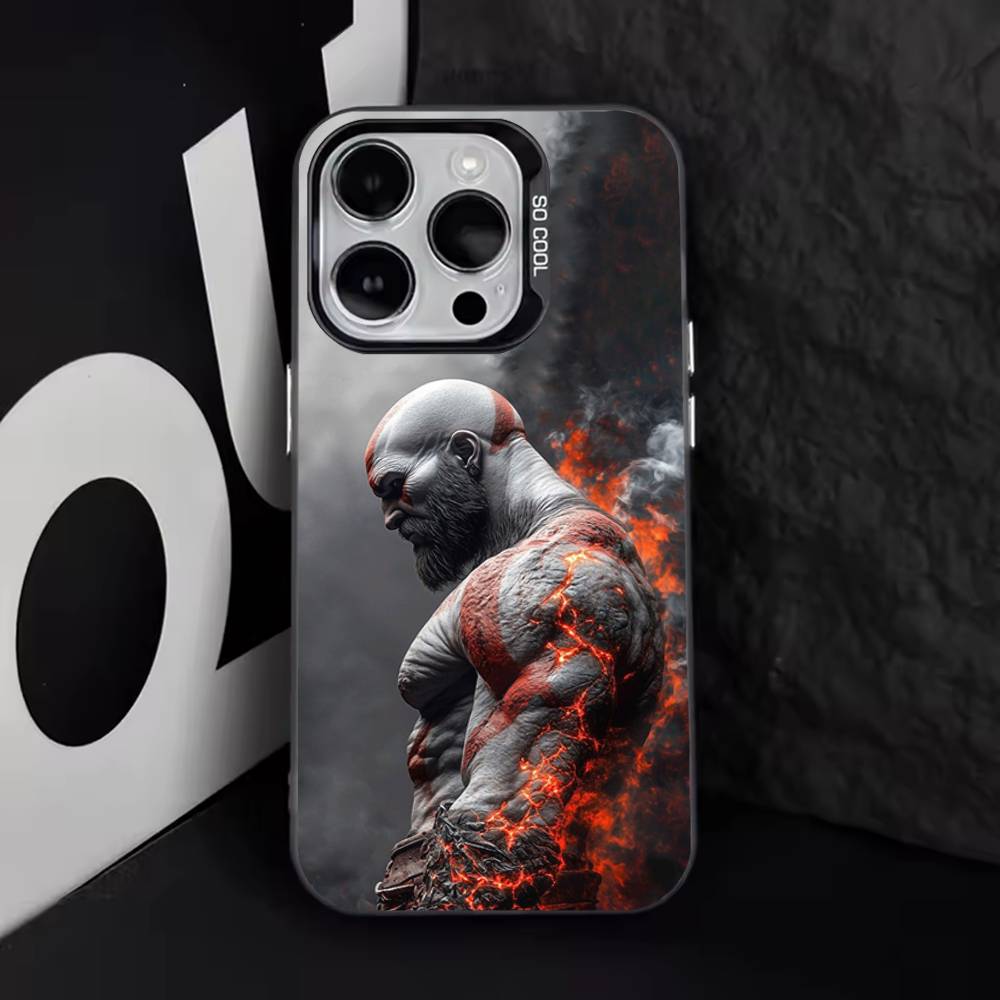Игровой чехол для телефона G-God of W-War Для iPhone 17,16,15,14,13,12,11,Pro,XS,Max,Plus,Mini,SE4,E Черный Матовый Ударопрочный Чехол