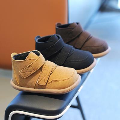 Детские плюшевые короткие сапоги, осенне-зимние сапоги в стиле ретро, ​​противоскользящие детские сапоги из матовой кожи