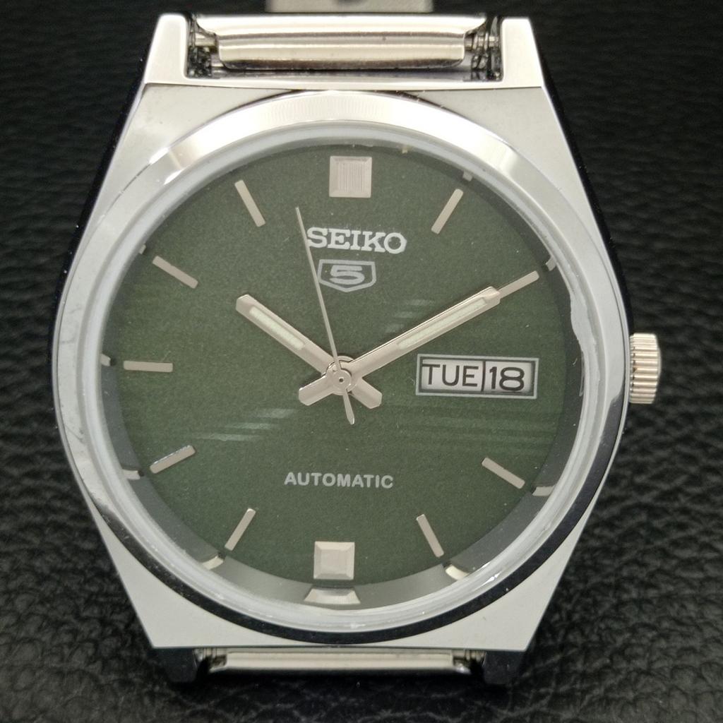 ВОССТАНОВЛЕННЫЕ ВИНТАЖНЫЕ МУЖСКИЕ ЧАСЫ SEIKO 5 AUTOMATIC JAPAN С ЗЕЛЕНЫМ ЦИФЕРБЛАТОМ a434687-2