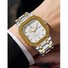 Luxury Men Square Wrist Watch Octagon Case Stainless Steel Band Quartz Watches Dual Day‑Date Luminous Waterproof