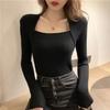 Women Sweater Pullover Long Sleeve Top Square Collar Casual Fashion Women Jumper Sexy Knitwear Sweater Tops