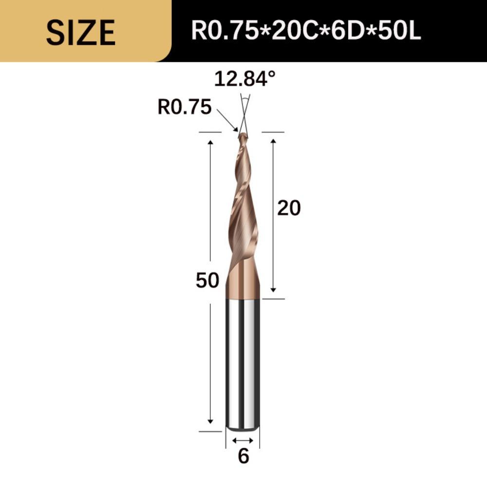 Solid Carbide Tapered Ball Nose End Mill Spiral Engraving Router Bits CNC Carving Bit Woodworking