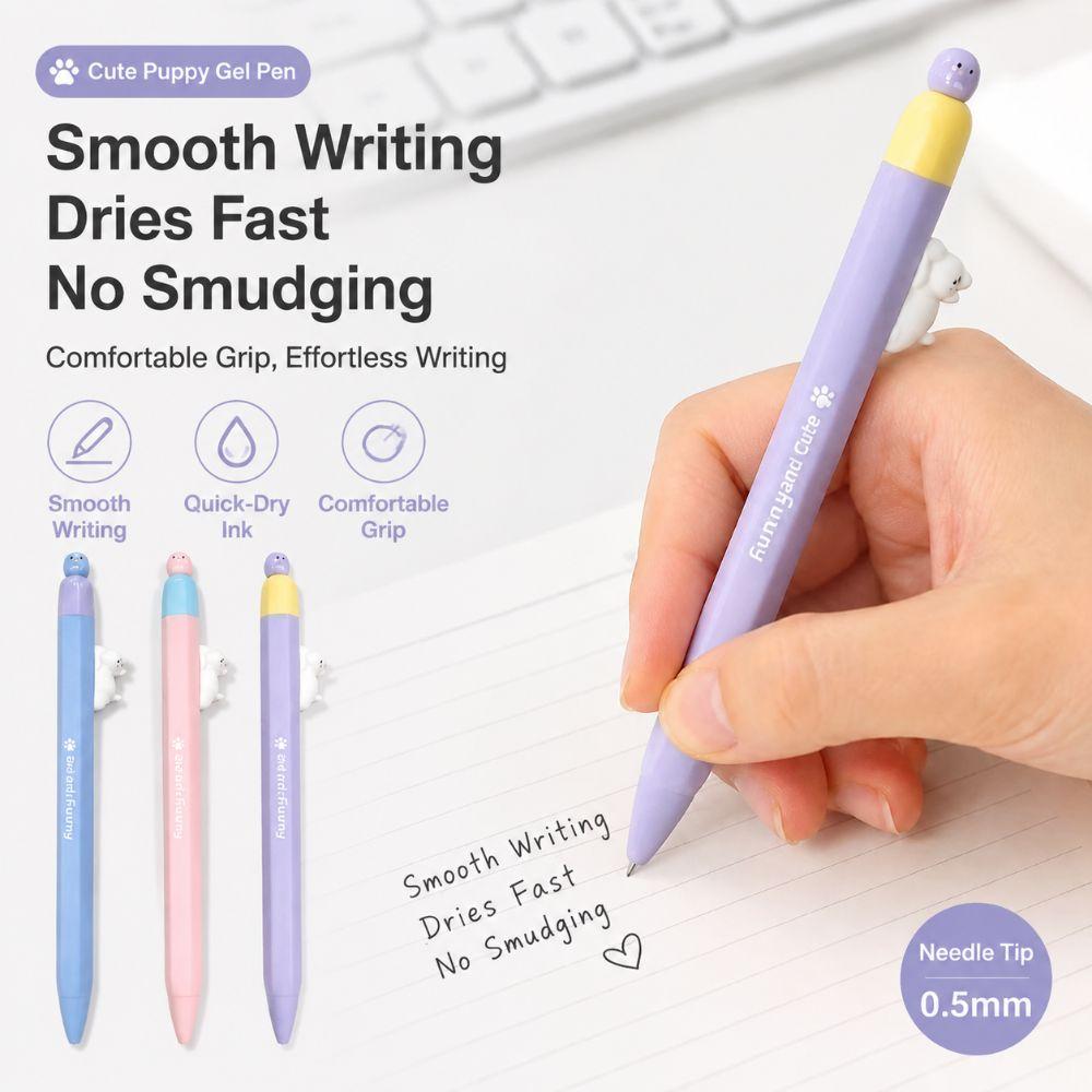 3pcs Magnetic Gel Pen 0.5mm ST Tip Signature Pen Cute Puppy Ballpoint Pen  Students