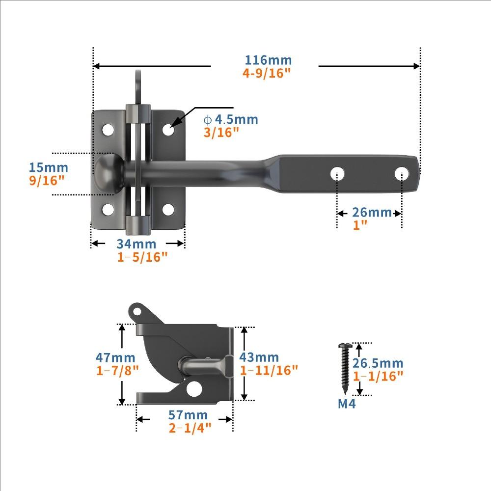Carbon Steel Fence Gate Lock Heavy Duty Auto Lock Gate Bolt Lock  Farm Fencing