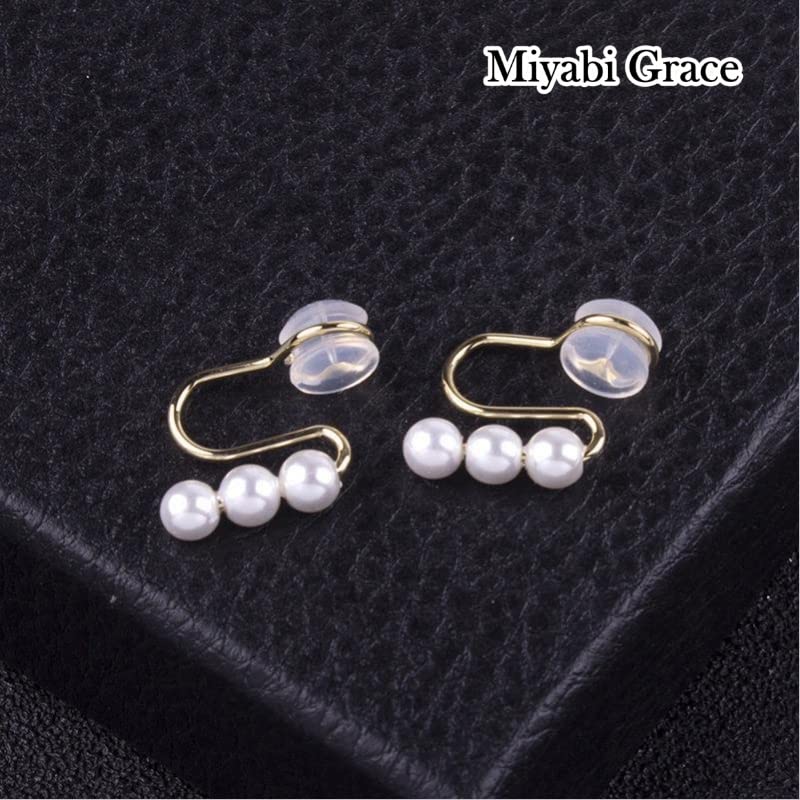 Серьги для женщин Популярные серьги Painless Pearl White Small Pearl Gold Силиконовые подушечки Серьги-подушки Классические Нежные Элегантные Miyabi Grace Miyabi