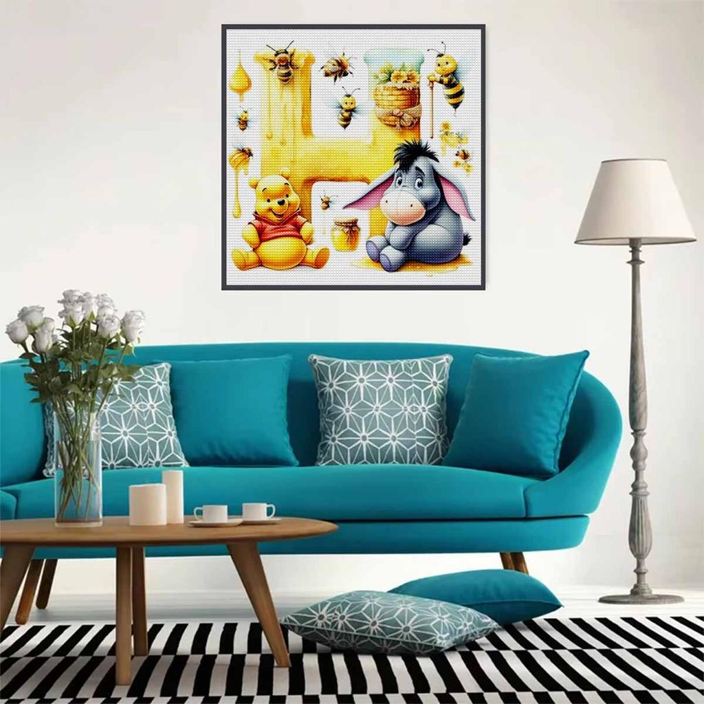 DIY Diamond Painting Round Diamond The Letters "H" In Vini and Eeyore Full Diamond Mosaic Home Decoration Painting Cross Stitch Kit