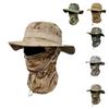 Outdoor Camouflage Round Edge Mountaineering Fisherman's Hat All-inclusive Sun Hat Head Pulling Rope Windproof Travel
