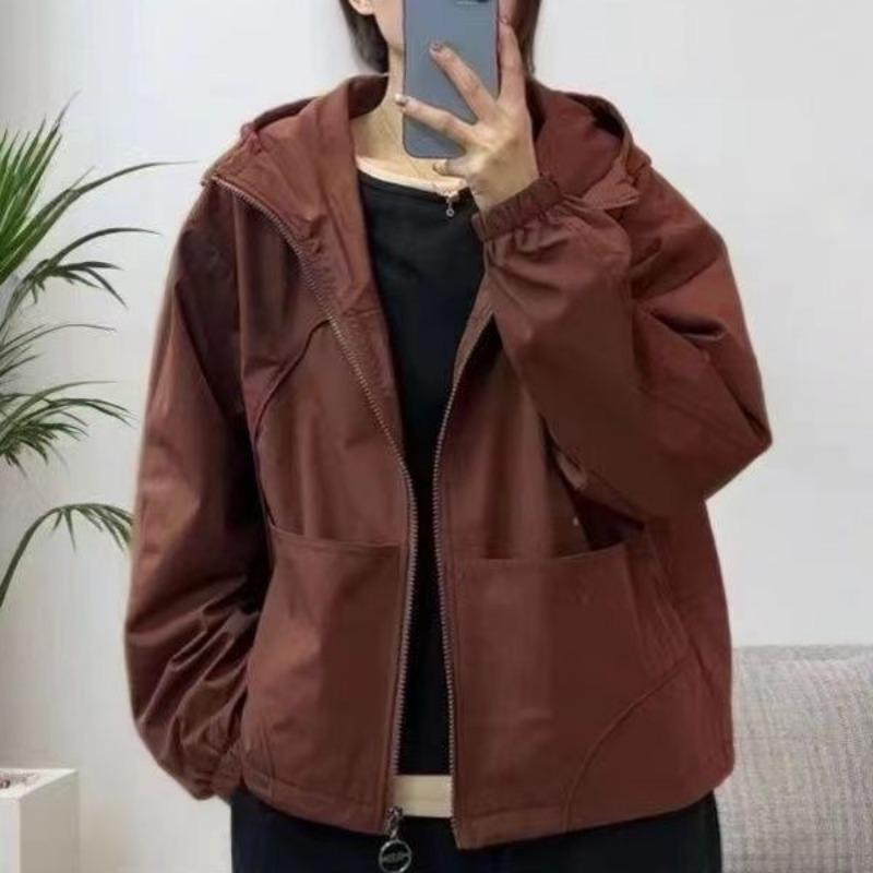 Женский ветрозащитный плащ с капюшоном на двойной подкладке, весенне-осенний, свободного кроя, в корейском стиле, молодежная куртка