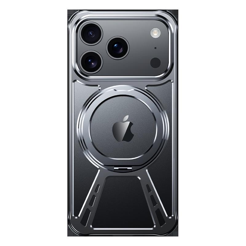 Совместим с iPhone 17 Air: Металлический полый теплоотводящий магнитный чехол-подставка для Apple 15/16 Pro Max.