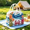 Quilted Lunch Bag Portable Insulated Tote Cartoon Print Food Storage