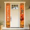 2pcs Thanksgiving Turkey Porch Banner Sign Set 12x71 Inch Autumn Thanksgiving Doors Decoration Fall Welcome Sign Pumpkin Door Banners for