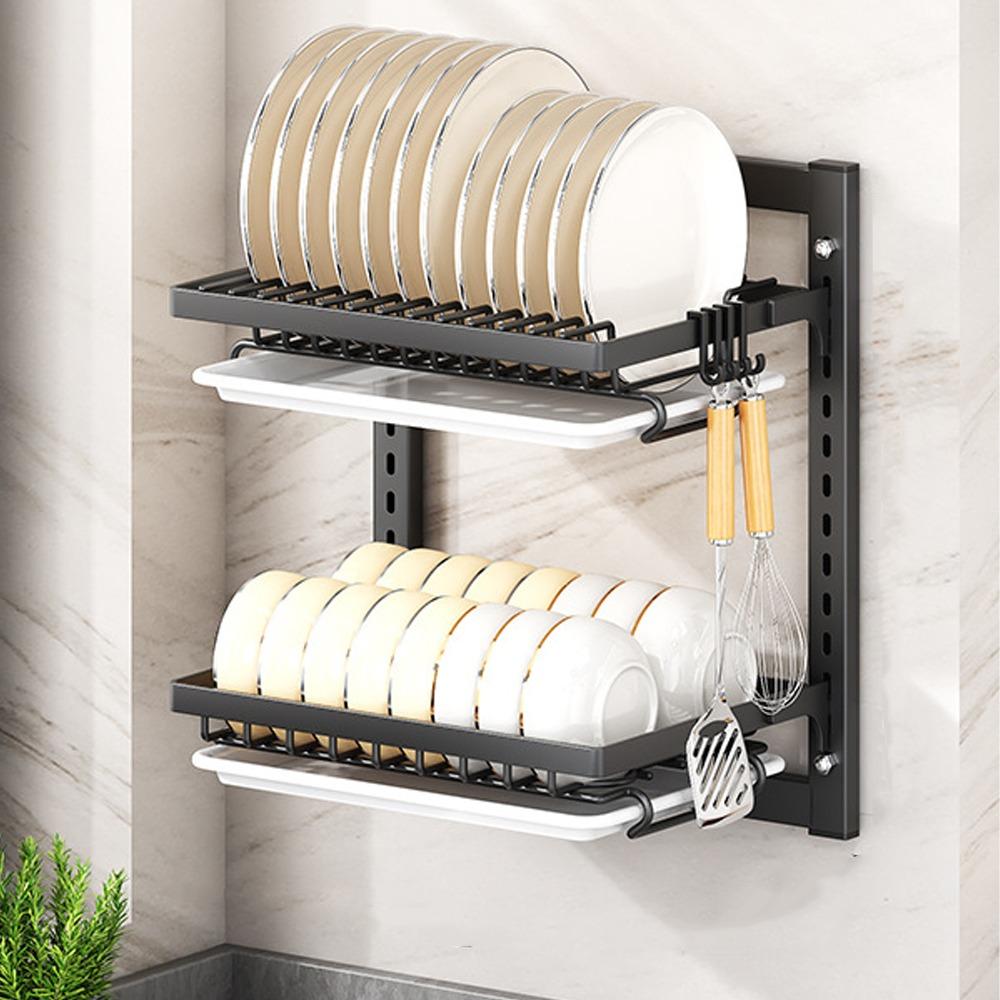 Rust-Proof Dish Drying Rack Wall Mounted Utensil Holder Kitchen Supplies Drain Tray  Kitchen Use