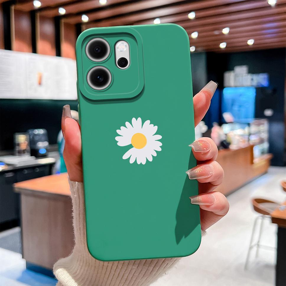 For Oppo Reno 14F 5G Phone Case Sunflower Patterns Soft Liquid Silicone Shell For OppoReno14F 14 F Camera Coverage Durable Capa