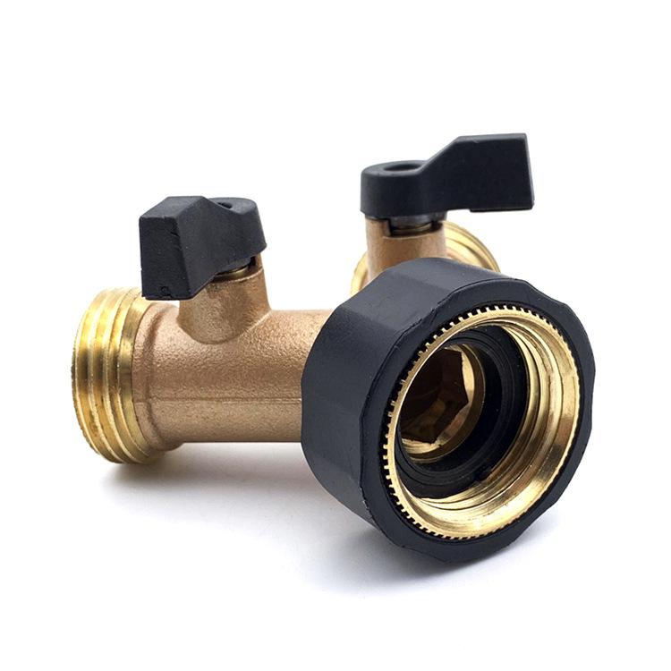 Brass Three-Way Y-Type Garden Hose Diverter Valve