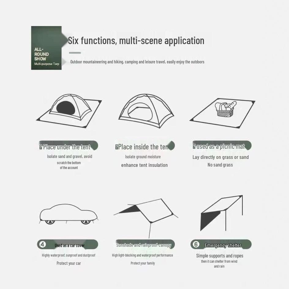 Утолщенный уличный водонепроницаемый коврик для пикника - Портативная влагостойкая подстилка для кемпинга и палаток