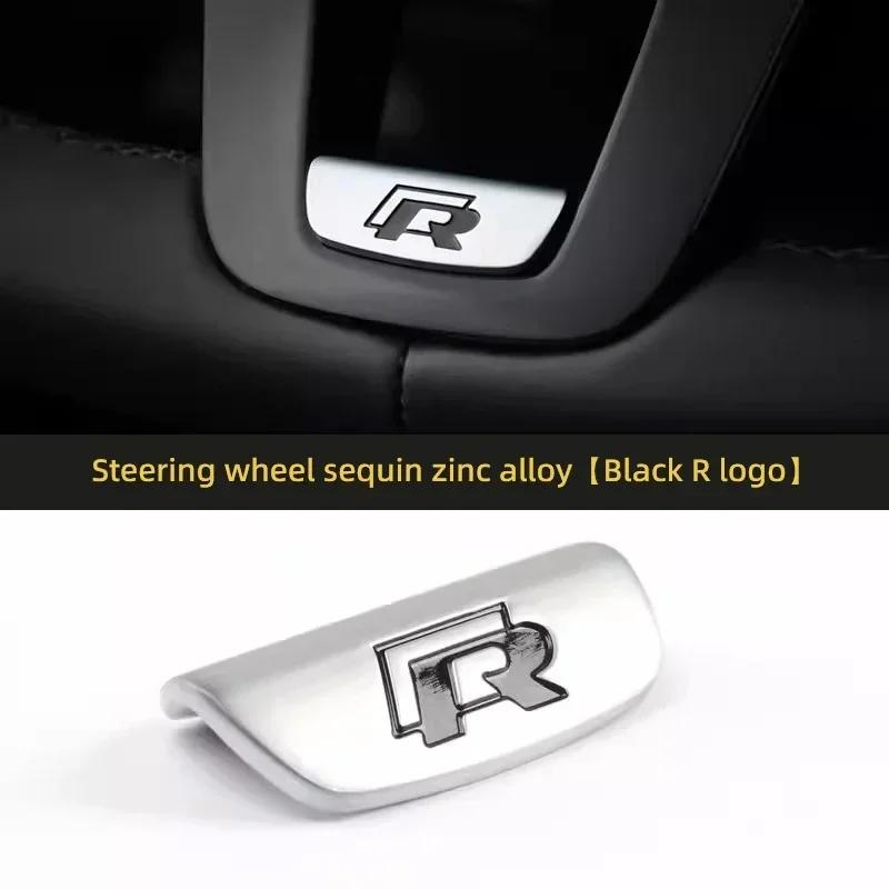 HIJK1 Emblems Volkswagen R Emblem Zinc Alloy Car Steering Wheel Trim Buckle For VW Golf Polo GTI Tiguan CC Passat Variant Jetta Santan
