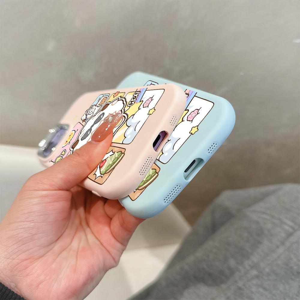 For OPPO A16 A38 A57 A58 A74 A78 A98 Reno8T Reno13F Realme C25S C53 C65 Cartoon Black Cat Silver Edge Soft Liquid Silicone Protective Casing