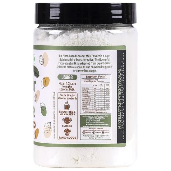 Urban Platter Банка кокосового сухого молока, 200 г (На растительной основе, без консервантов, прост в использовании, без молочных продуктов, источник белка)