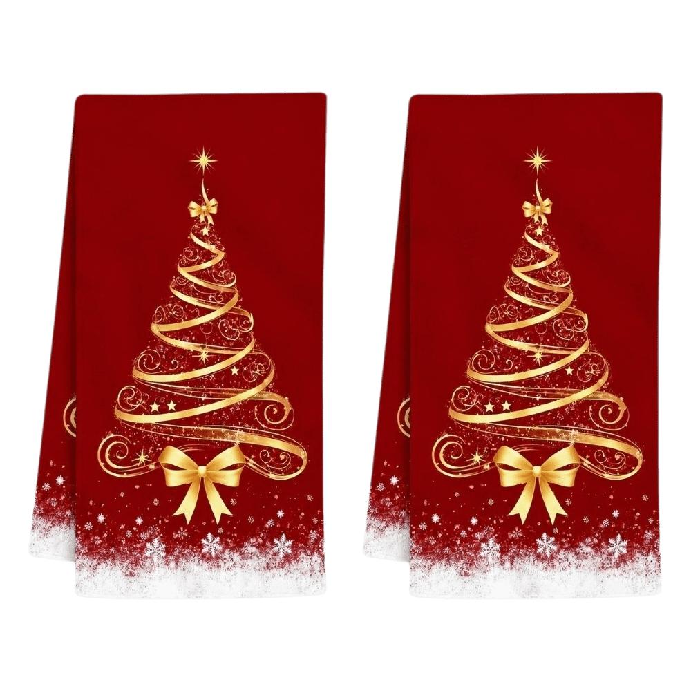 2pcs Reindeer Christmas Kitchen Towels Santa Claus Dish Towels Cleaning Cloth Kitchen Decor
