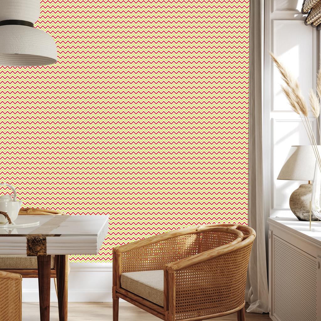Zigzag Cream and Peach Wallpaper for Living Room and Bedroom 50x1000