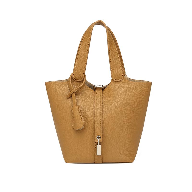 Универсальная сумка-ведро с текстурированным узором личи 2024 года — модная сумка через плечо для женщин и для поездок на работу и для мам с детьми