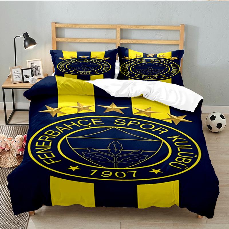 Fenerbahçe Crest Design 3PCS Bedding set,Ideal for 1pc Duvet Cover And 2pcs Pillowcases Perfect for Fan gift,Ideal for Bedroom, Dormitory