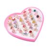 6/9/12/36pcs Cute Adjustable Rings Children Girls Pretend Play Makeup Toys Cartoon Crystal Jewelry Alloy Animal Enamel Rings