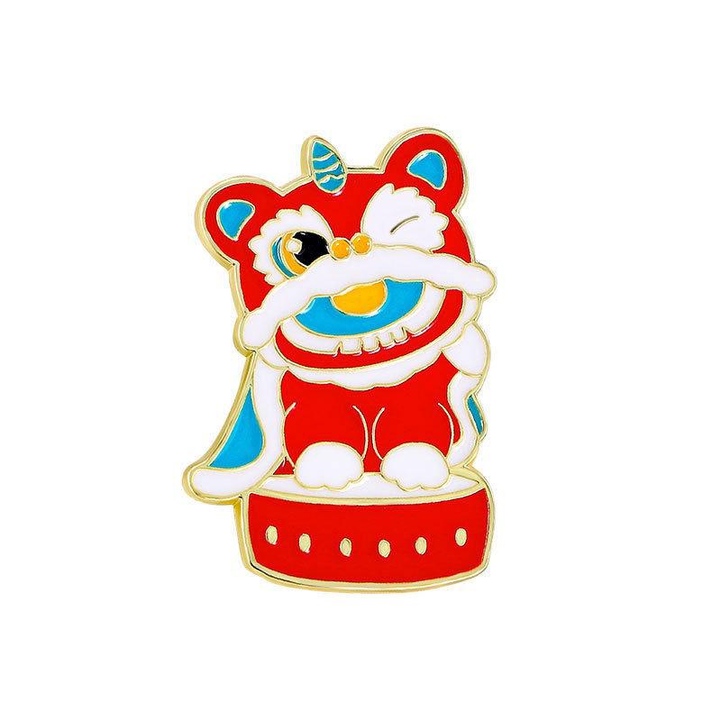 Zinc Alloy Enamel Dropping Brooch, Cute Cartoon Lucky Panda Snake Pattern 2025 Year of the Snake, New Year Festival Decorative Lapel Pin Badge