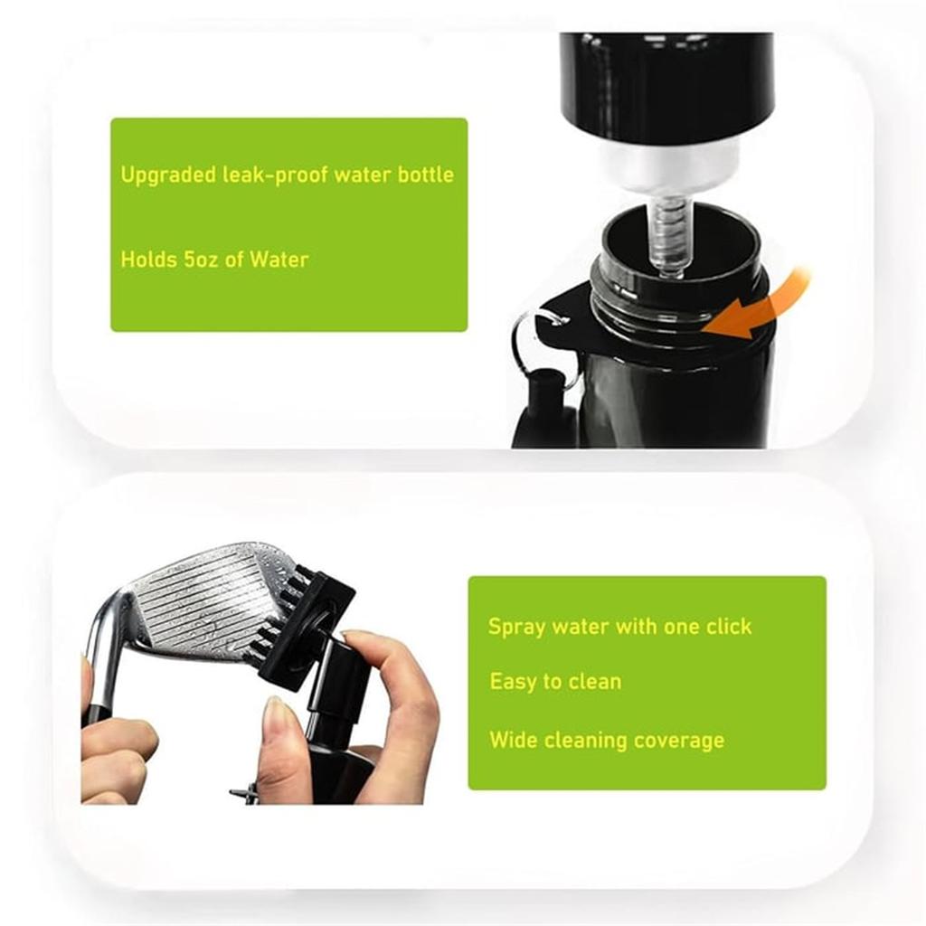 Golf Club Cleaner Brush, Golf Water Brush With Spray Bottle Holds 5 Ounces Of Water, Golf Club Cleaning Kit - With Cover & Retractable Clip